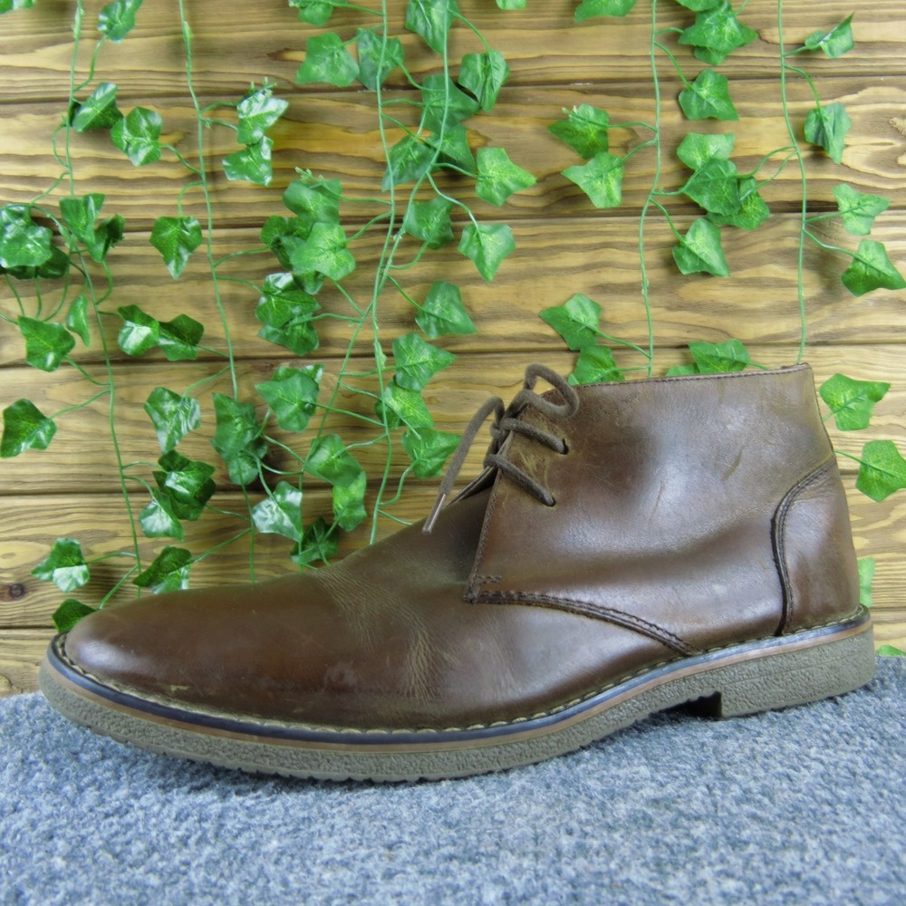 St. John's Bay Men's 11 Brown Leather Chukka Desert Ankle Boots Lace-Up